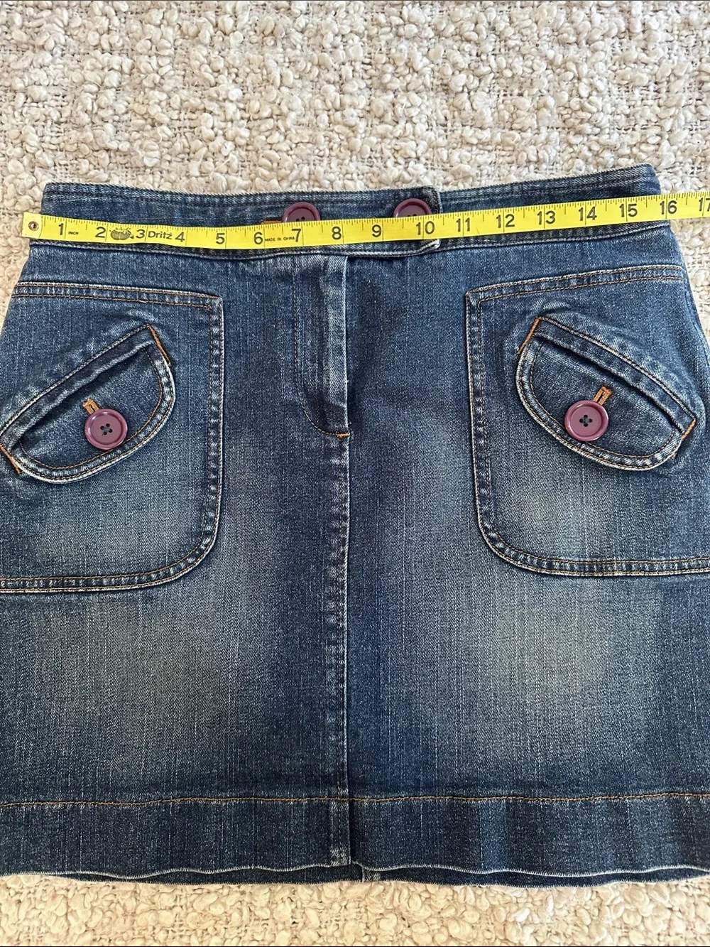 LOFT Mod Denim Mini Skirt with Button Pocket Details